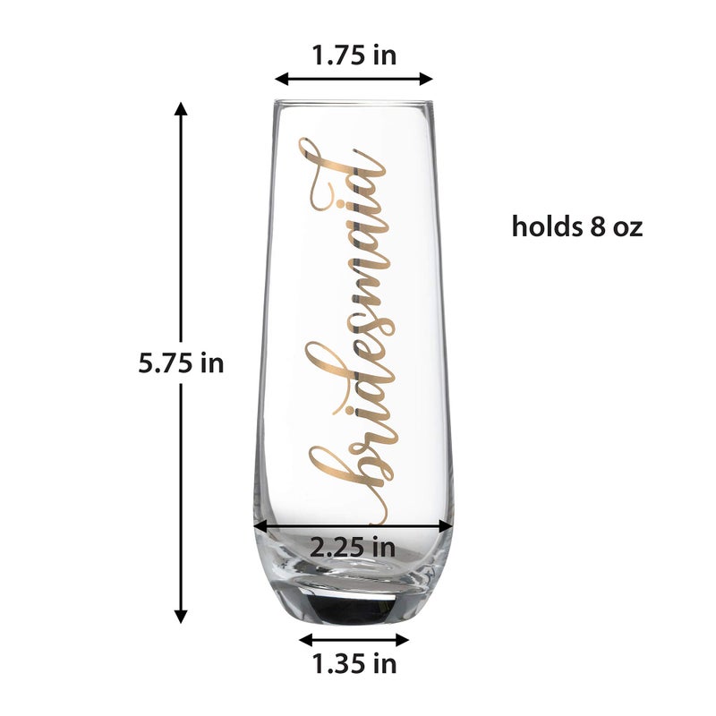 Lillian Rose Gold Bridesmaid Stemless Champagne Glass, Height 5.75" - Image 3